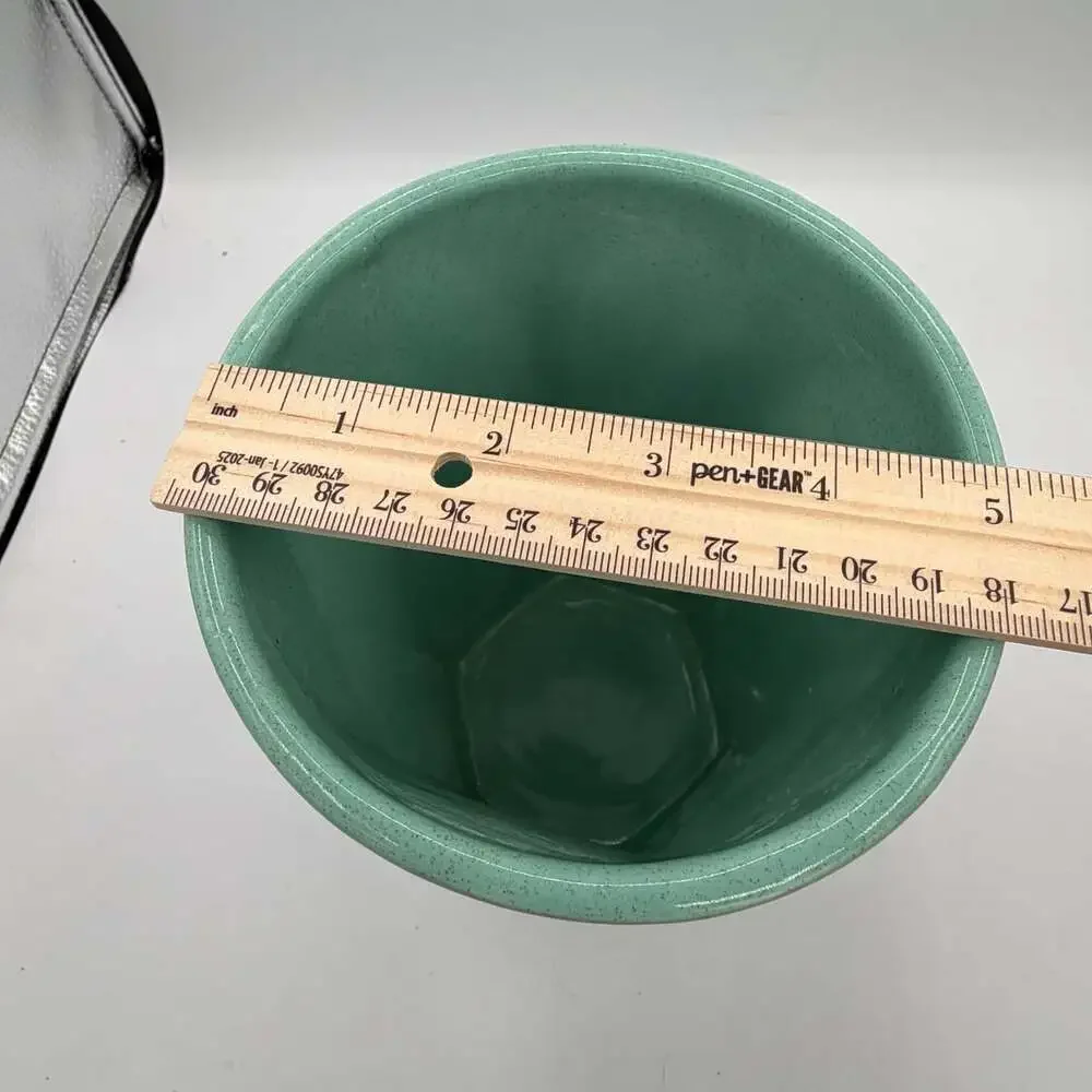 vintage Pfaltzgraff hexagon-shaped ceramic planter vase Speckled Aqua Green